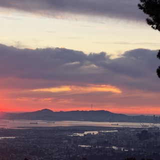 Golden Sunset Over San Francisco Bay from Oakland Hills