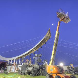 Tent Lifted by Large Crane at Coachella Festival