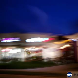 Blurry Nightscape of City Restaurant
