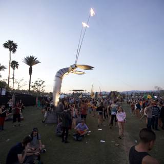 Palm Trees and People at Coachella Music Festival