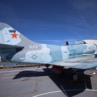 US Navy Fighter Jet on USS Hornet Aircraft Carrier