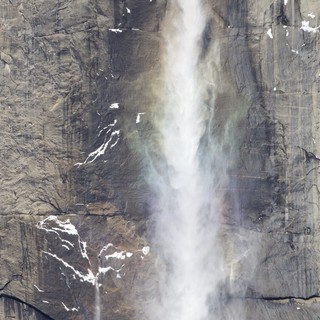 Yosemite Falls Cascading Down Granite Cliff Face