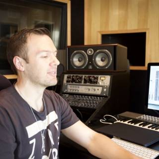 Man at Work in Recording Studio
