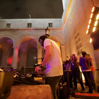 Nighttime DJ Set in Urban Architecture