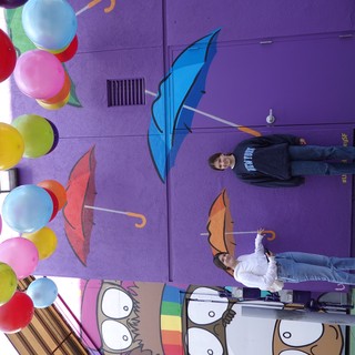 Colorful Balloon Art Installation with Friends