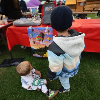 Young Children Marvel at Hot Air Balloon Festival
