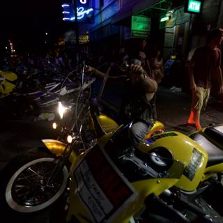 Yellow Motorcycle Parked on Austin Street