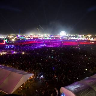 Night Lights and Crowds at Coachella Festival