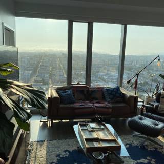 Contemporary Living Room with Cityscape View