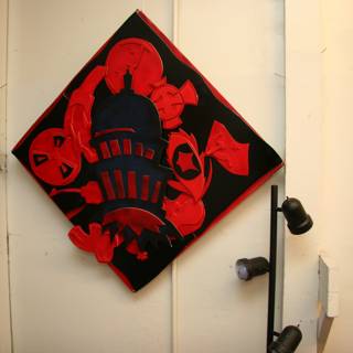 Red and Black Emblem Painting