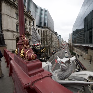 Ornate Dragon Sculptures on Historic London Bridge
