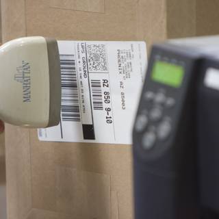 Scanning a Barcode on a Cardboard Box