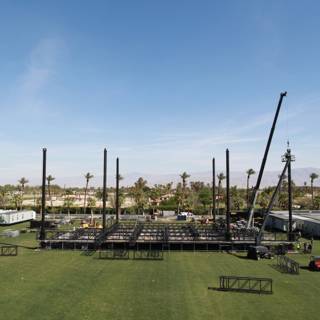 Stage set up in a vast field during Coachella