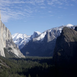 Yosemite Valley Winter Vista with Snow-Capped Peaks