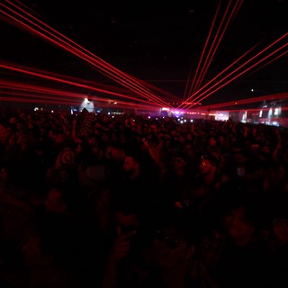 Red Laser Beams Electrify Massive Wobbleland Festival Crowd