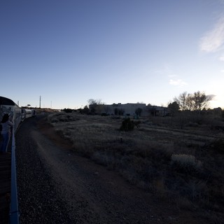 Twilight Train Stop in the Desert Southwest