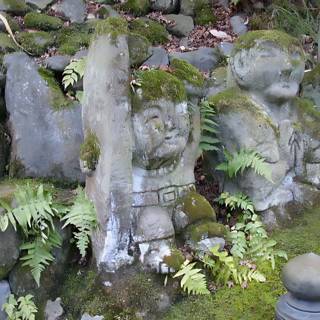Mossy Stone Statues in Kyoto City