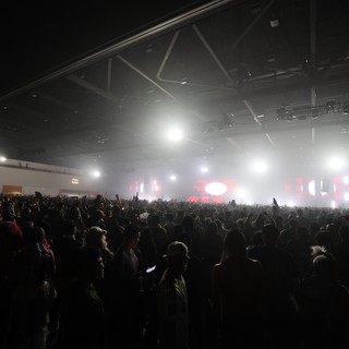 Massive Indoor EDM Festival Crowd Engulfed in Fog