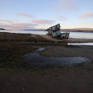 Abandoned Shipwreck at Sunset on Drakes Beach