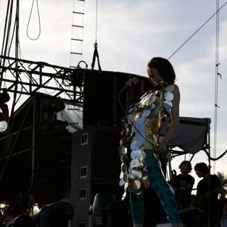 Karen Lee Orzolek Performing with a Microphone at Coachella 2009