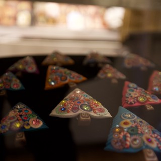 Colorful Decorated Ceramic Christmas Trees with Jewels