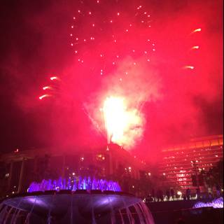 Fireworks Illuminate the Night Sky over Los Angeles Fountain