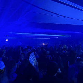 Blue Laser Light Show at Electronic Music Concert