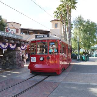 Red Trolley Car at the Station