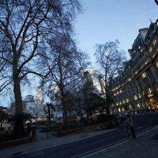 Winter Dusk Along London's Embankment at Blue Hour