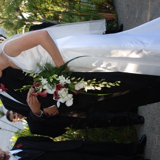 Bride and Groom Exchange Rings at Outdoor Ceremony
