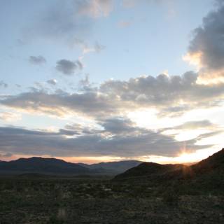 Desert Sunset with Majestic Mountains