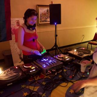 Women and DJ playing music
