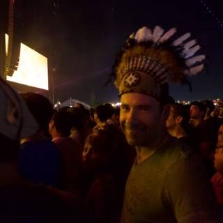Man in Indian Headdress Stands Out in Coachella Crowd