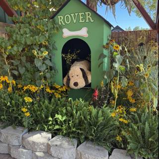 Garden Hideout: A Furry Companion in Bloom