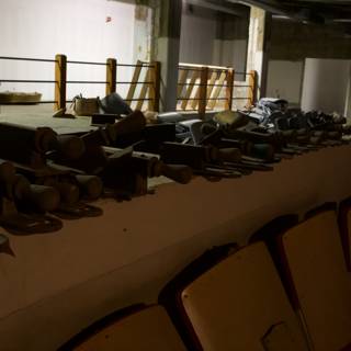 Shoe display in auditorium