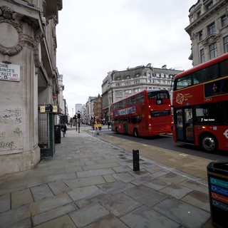 Red Double-Decker Buses on John Princes Street, London