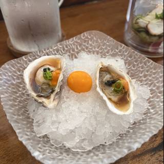 Oysters on Ice with a Fried Egg