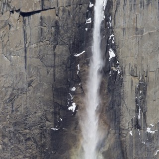 Upper Yosemite Fall Cascading Down Granite Cliff Face