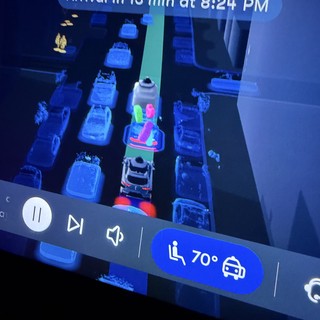 Tesla Autopilot Navigation Display at Night