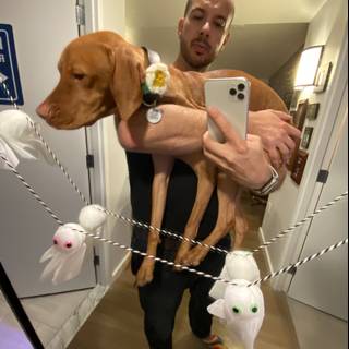 Man and Dog Mirror Selfie