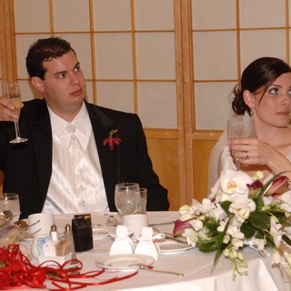 Bride and Groom Toast at Wedding Reception Dinner