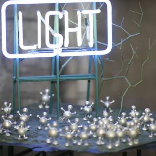 Radiant Neon Light and Silver Figures