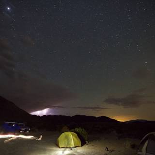 Lightning Strikes the Campground at Night