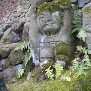 Stone Statue of a Bearded Man in Kyoto Temple