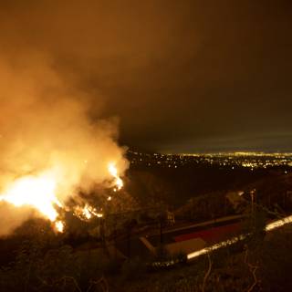 Hills Aflame at Night