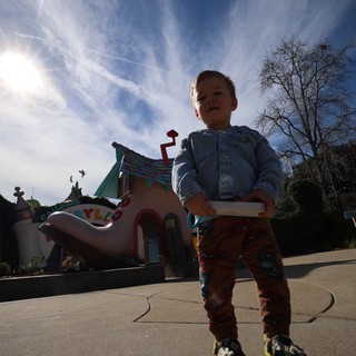 Young Boy at Disneyland Fantasyland on Sunny Day