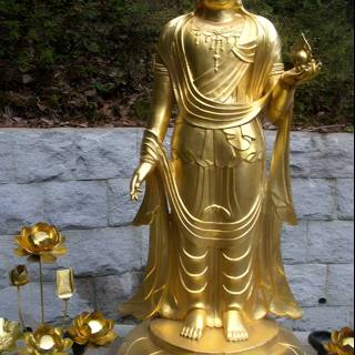 Golden Buddha statue at the Buddhist temple in Korea