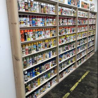 The Colorful Array of Paints on a Los Angeles Shelf