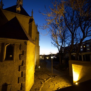 Historic Church Illuminated at Twilight in Santa Fe