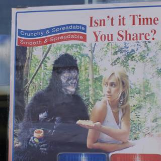 Gorilla and woman advertisement